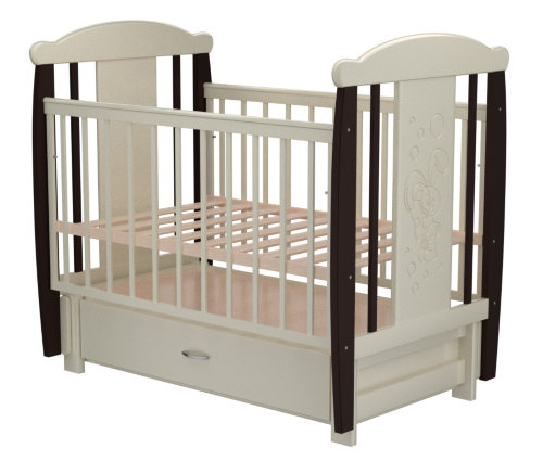 Детская кроватка Valle Bunny 05 маятник продольный с ящиком Продольный маятник из массива березы